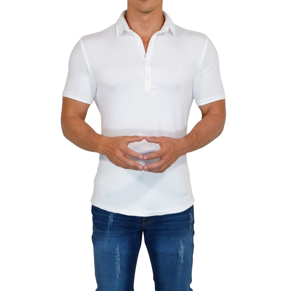 Sateen Luxe Polo Shirt Short Sleeve Cream