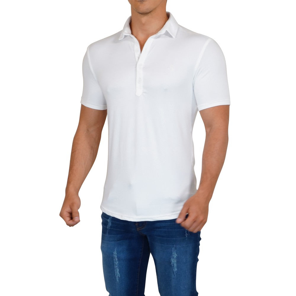 Sateen Luxe Polo Shirt Short Sleeve Cream
