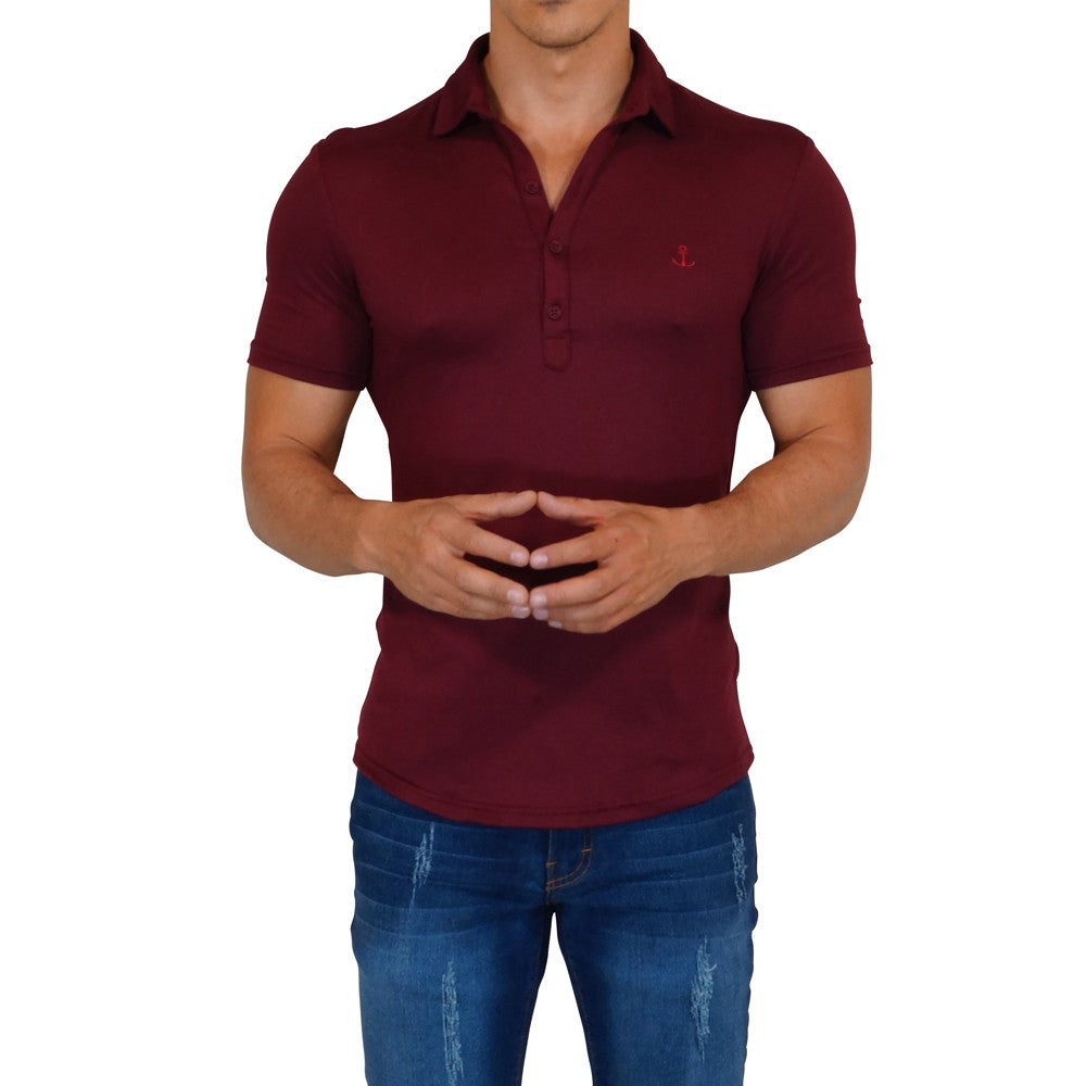 Sateen Luxe Polo Shirt Short Sleeve Wine
