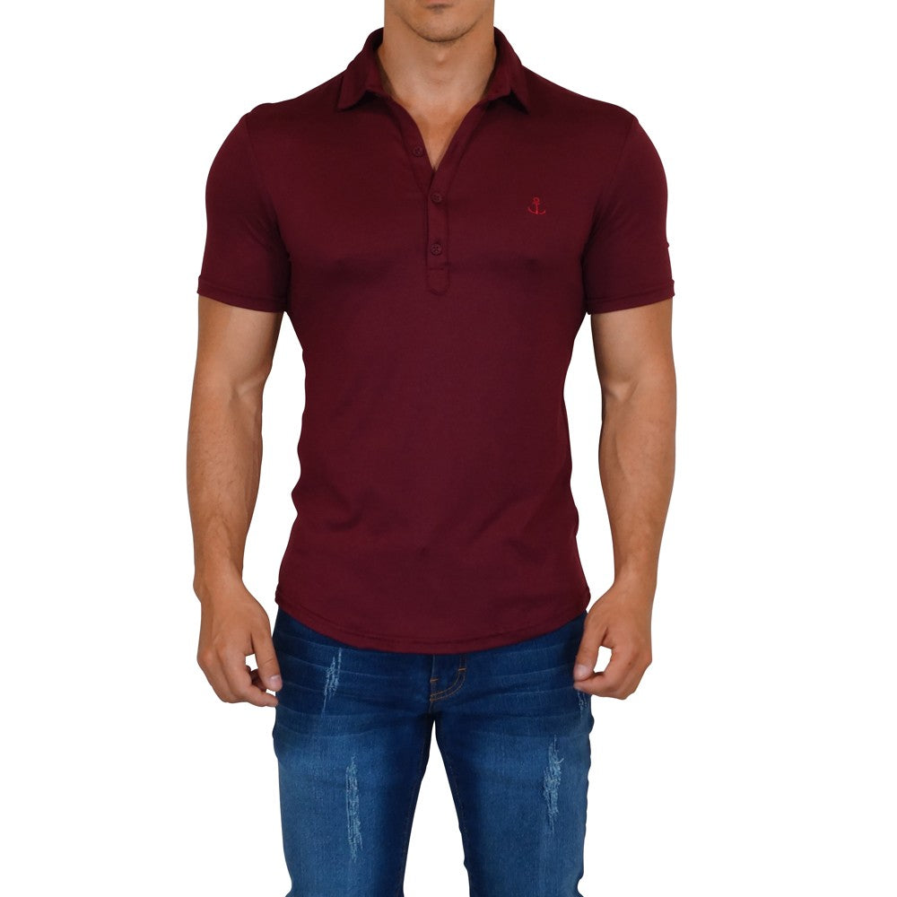 Sateen Luxe Polo Shirt Manga Corta Vino