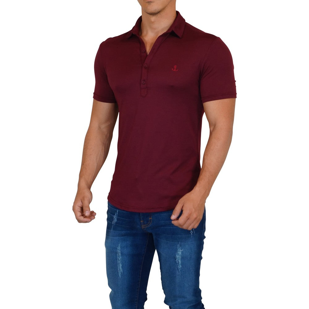 Sateen Luxe Polo Shirt Manga Corta Vino