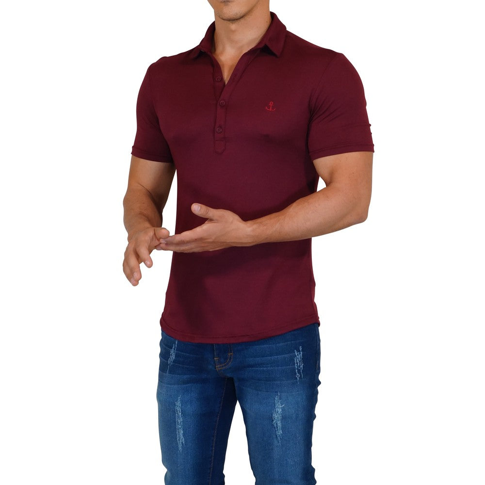 Sateen Luxe Polo Shirt Short Sleeve Wine