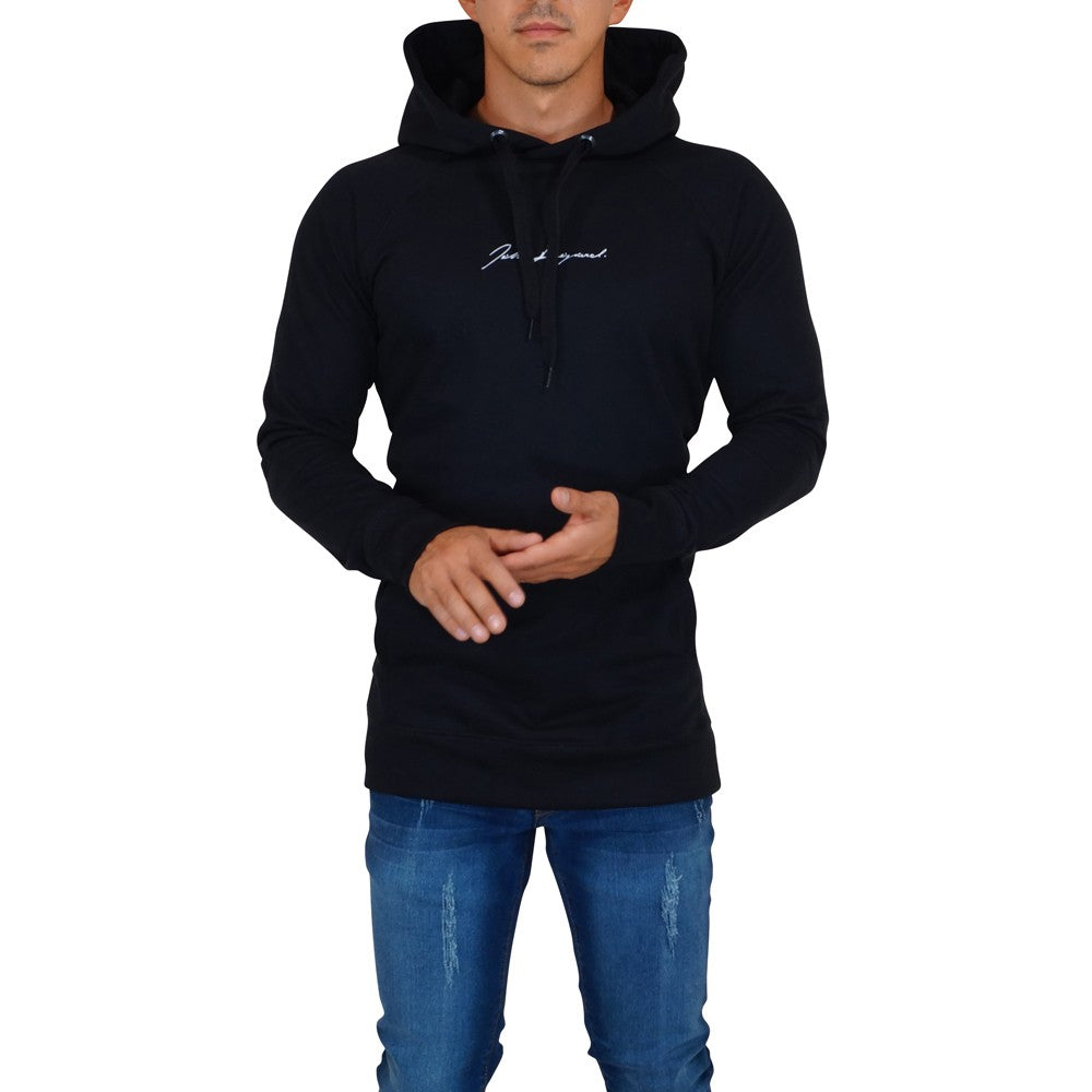Sudadera Hoodie Negra Signature Logo Blanco
