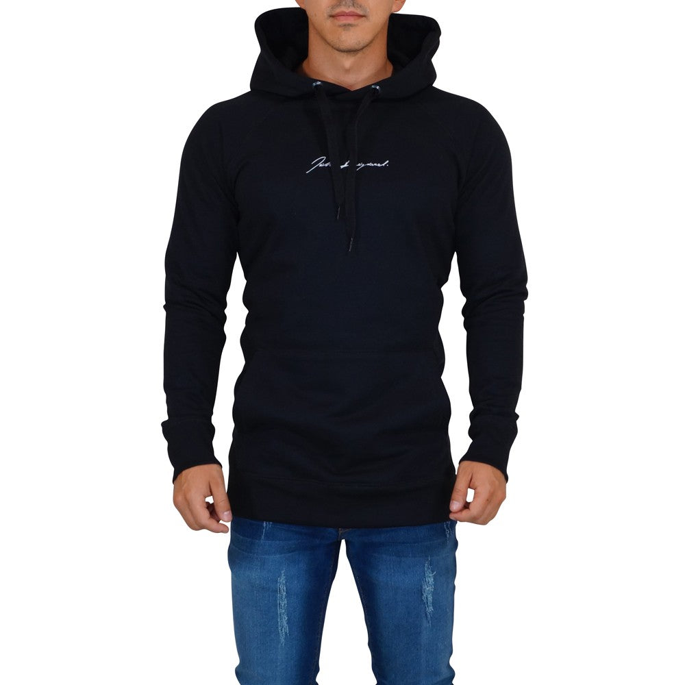 Sudadera Hoodie Negra Signature Logo Blanco
