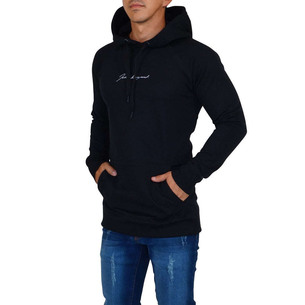 Sudadera Hoodie Negra Signature Logo Blanco