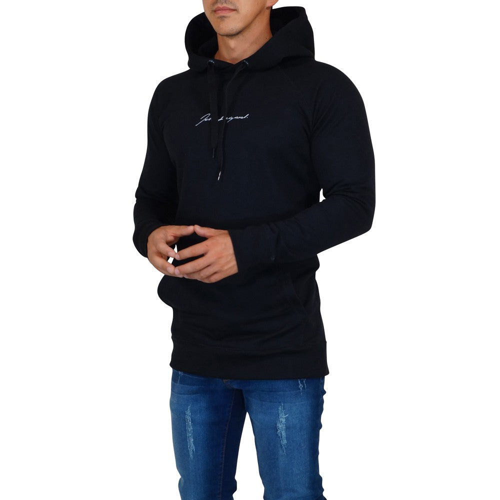 Sudadera Hoodie Negra Signature Logo Blanco