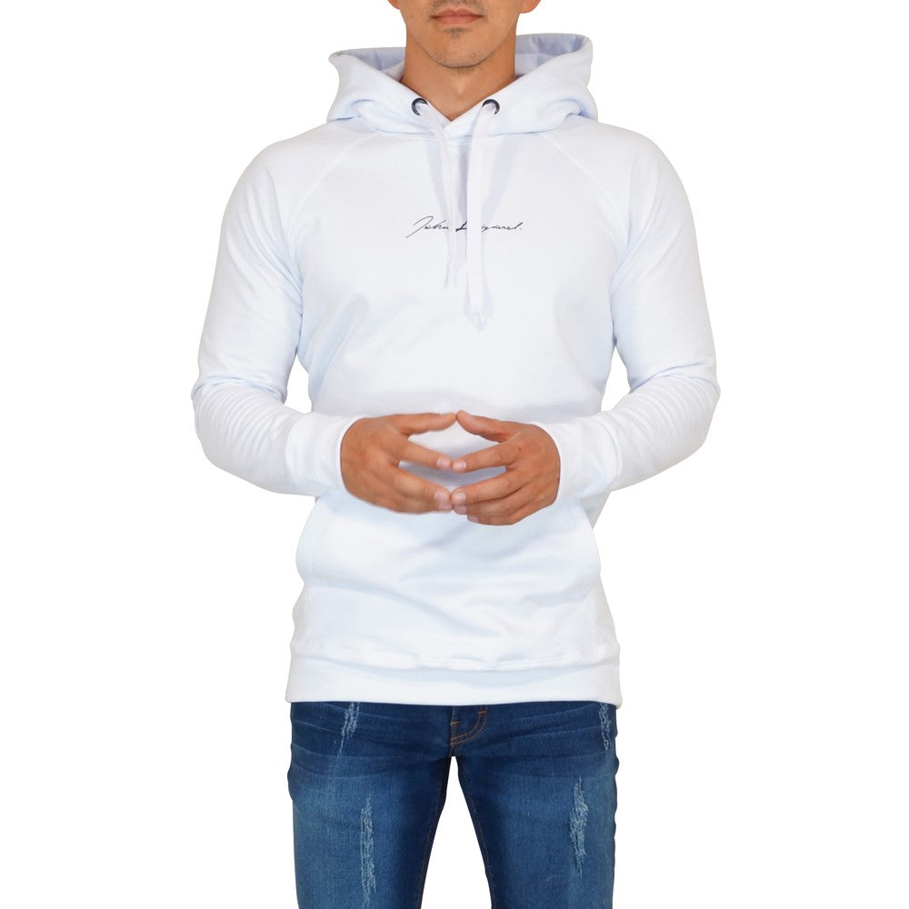 Sudadera Hoodie Blanca Signature Logo Negro
