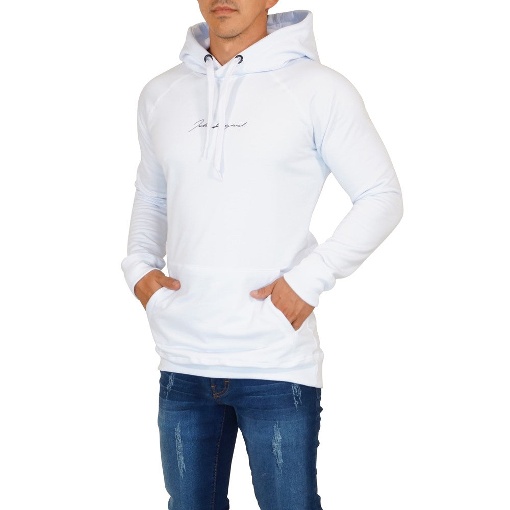 Sudadera Hoodie Blanca Signature Logo Negro