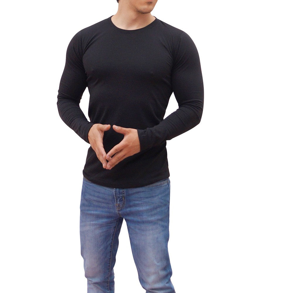 Playera Manga Larga Cuello Redondo Negro