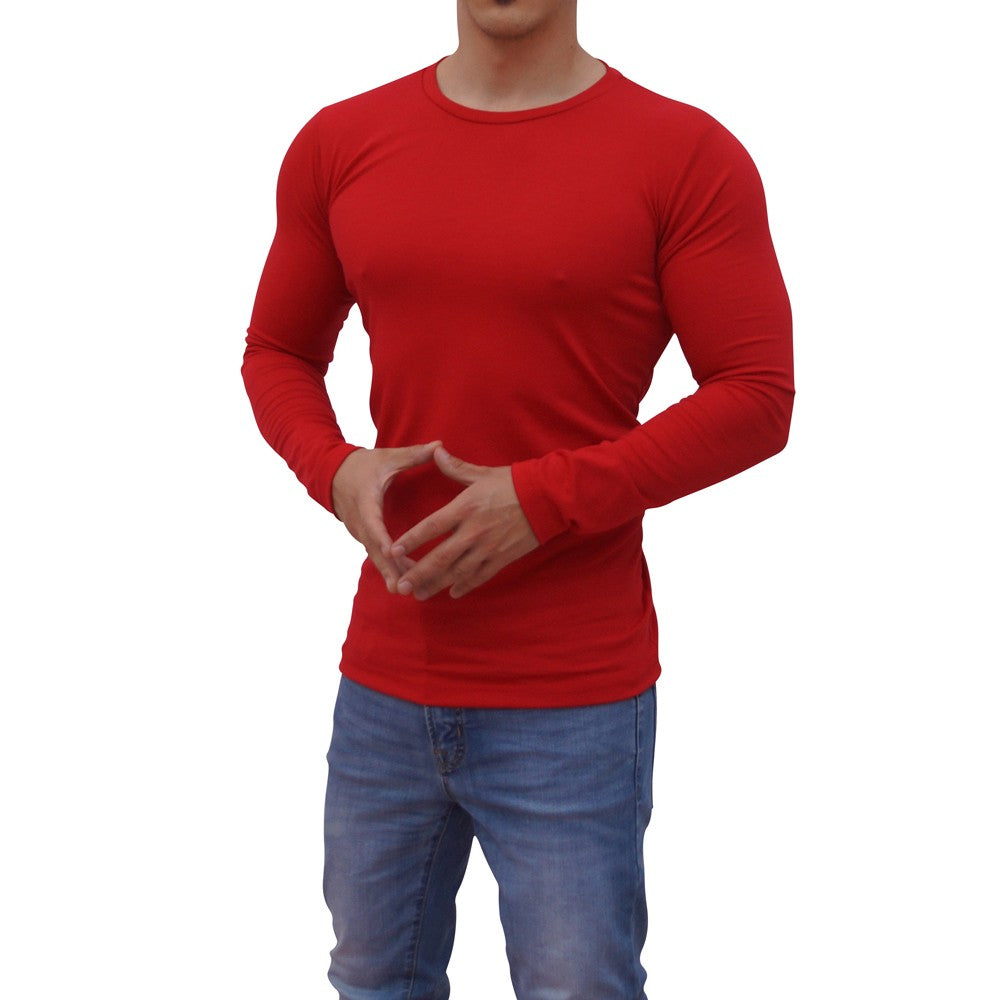 Playera Manga Larga Cuello Redondo Roja