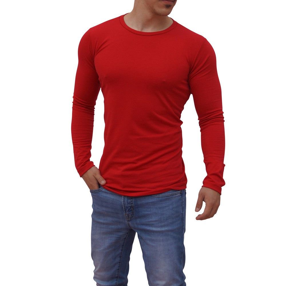 Playera Manga Larga Cuello Redondo Roja