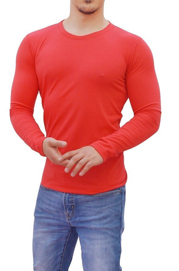 Coral Round Neck Long Sleeve T-shirt