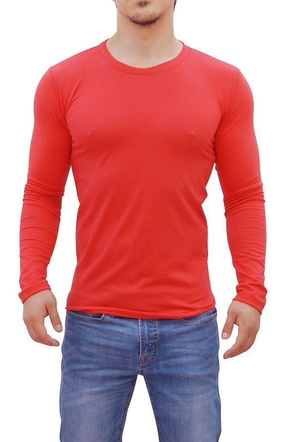 Coral Round Neck Long Sleeve T-shirt