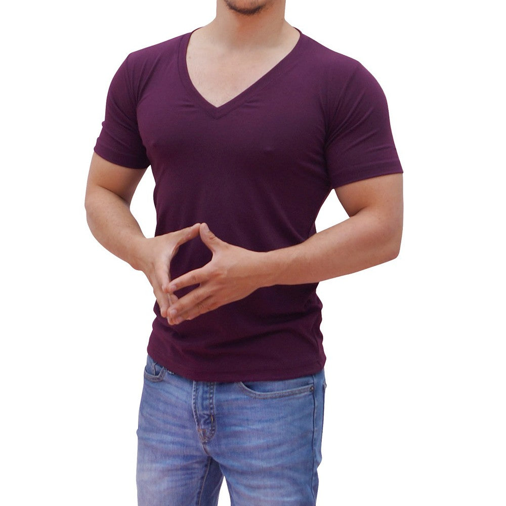 Playera Cuello V Profundo Burgundy