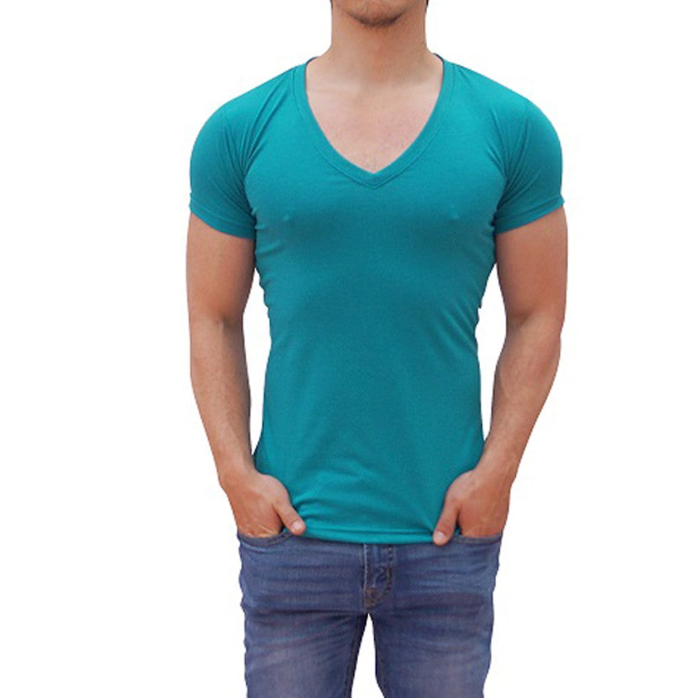Water Green Deep V Neck T-shirt