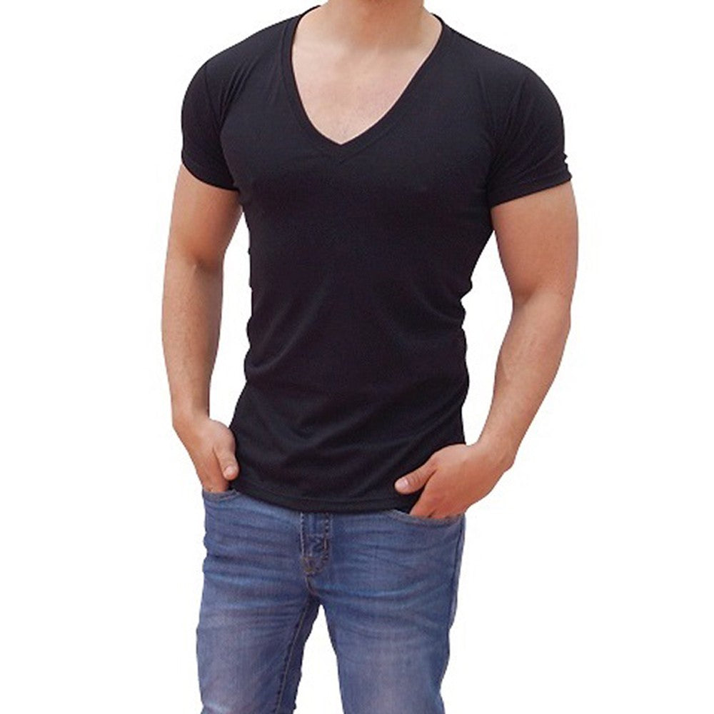 Playera Cuello V Profundo Negra