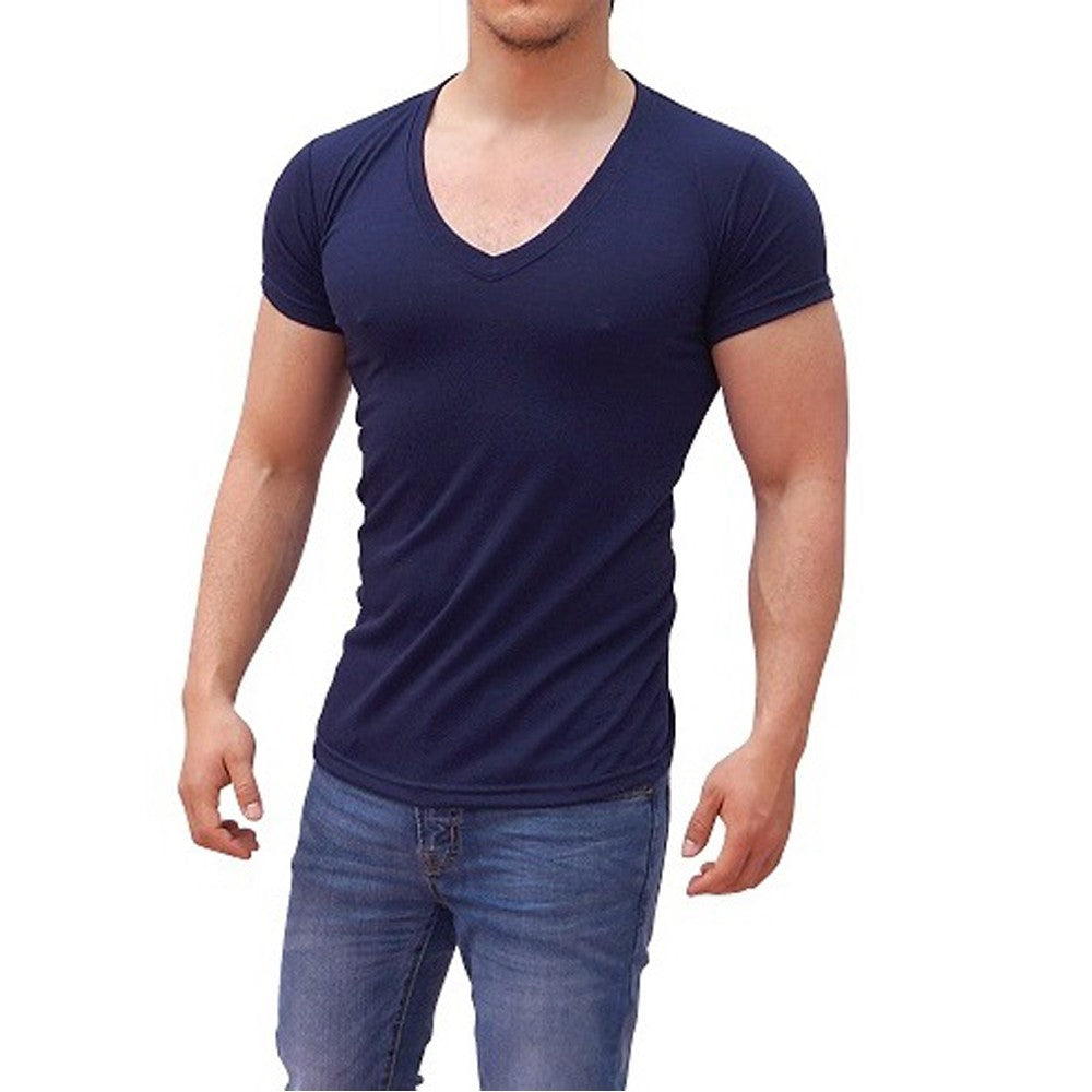 Playera Cuello V Profundo Azul Marino