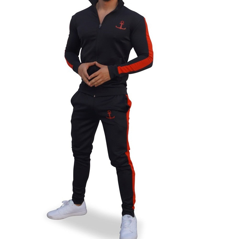 Elite Track Suit Pants Black Red Stripe