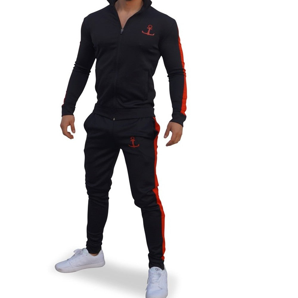 Elite Track Suit Pants Black Red Stripe