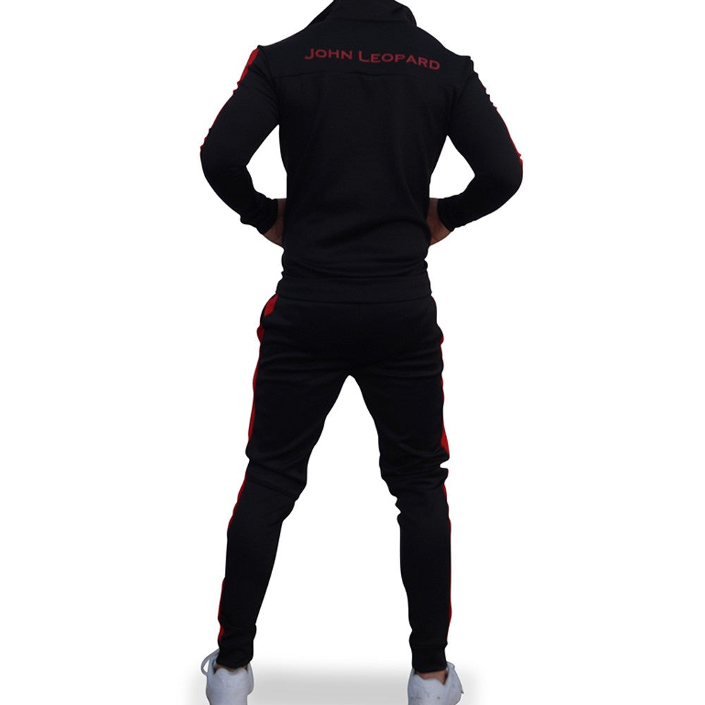 Elite Track Suit Pants Black Red Stripe
