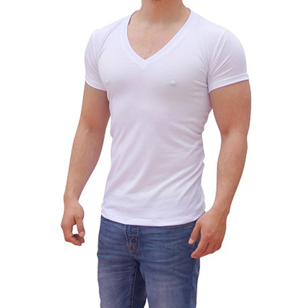 Playera Cuello V Profundo Blanca