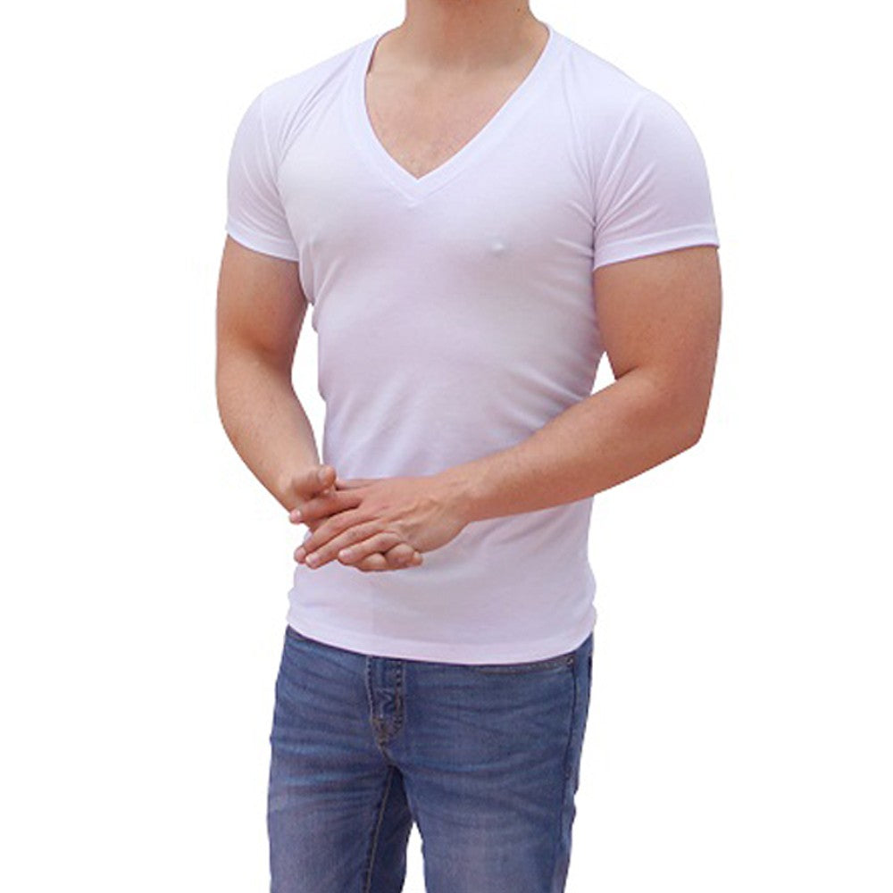 Playera Cuello V Profundo Blanca