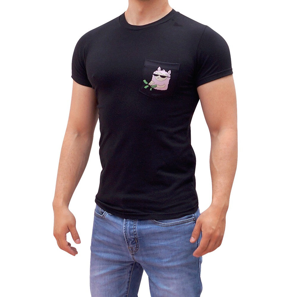 Playera Negra Bolsa Borrego