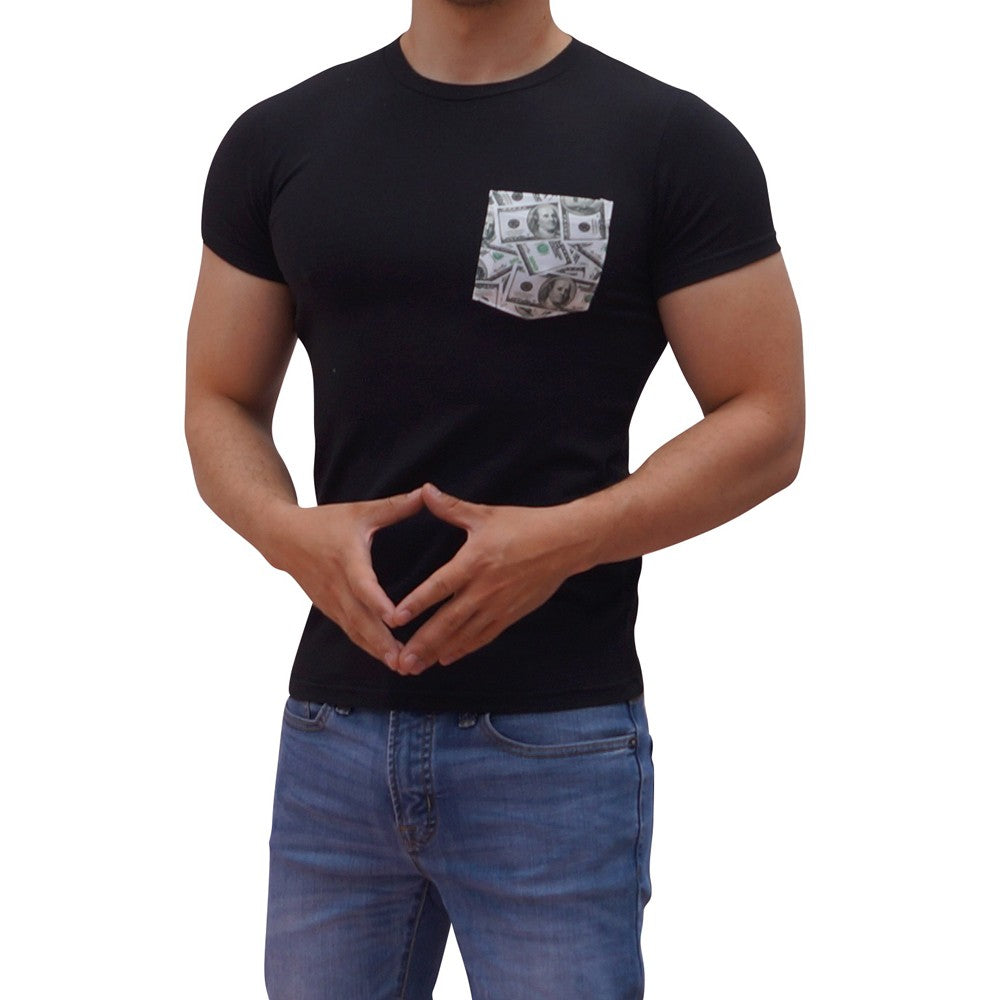 Black T-shirt with Bill Bag