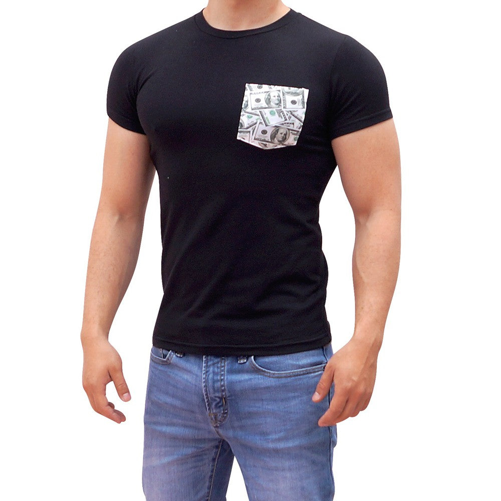 Black T-shirt with Bill Bag