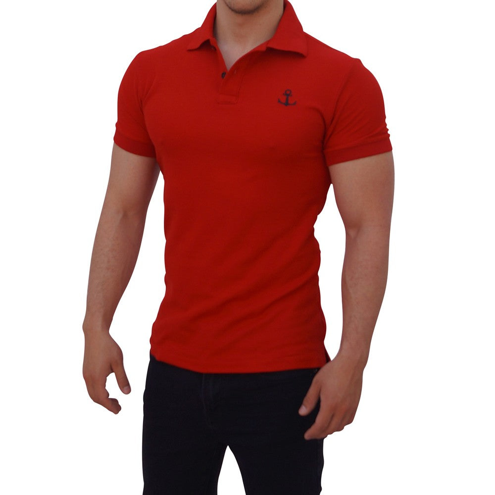 Playera Polo Roja Logo Negro Manga Corta Roja