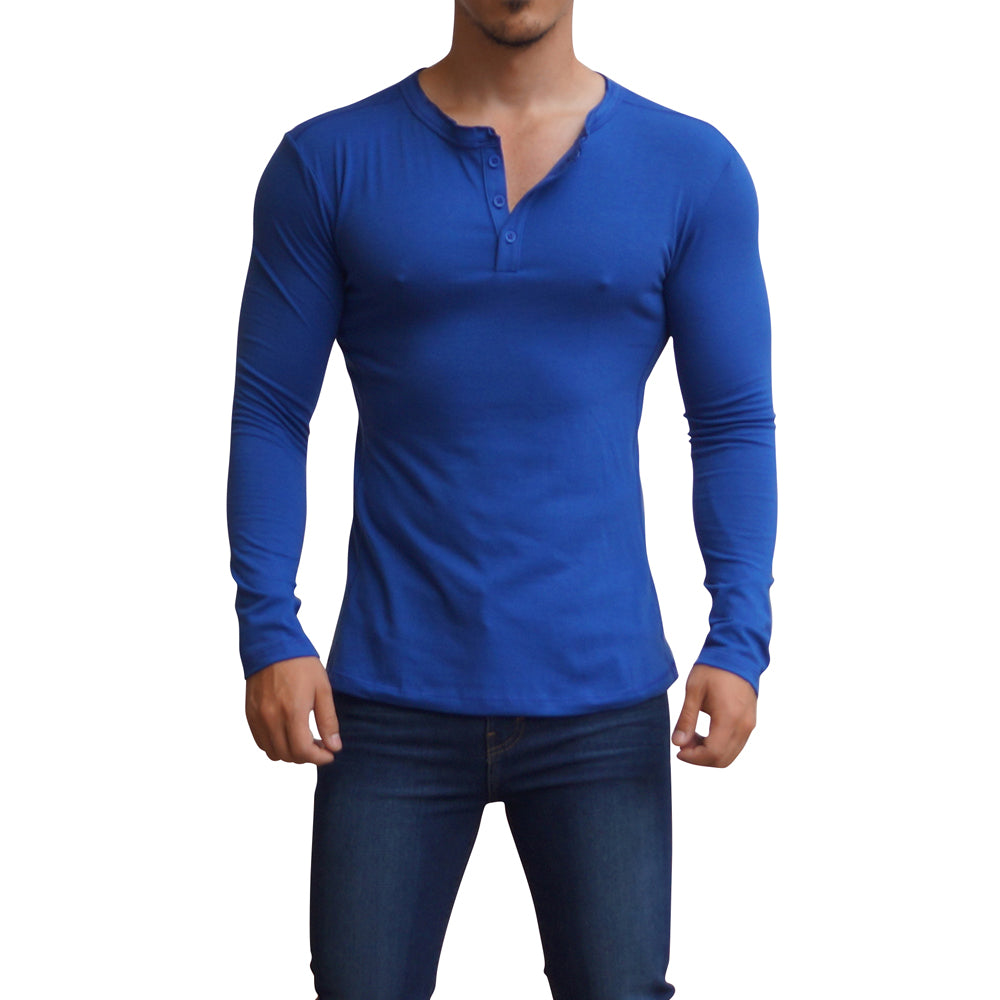 Playera Henley Manga Larga Rey