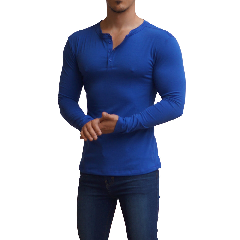 Playera Henley Manga Larga Rey