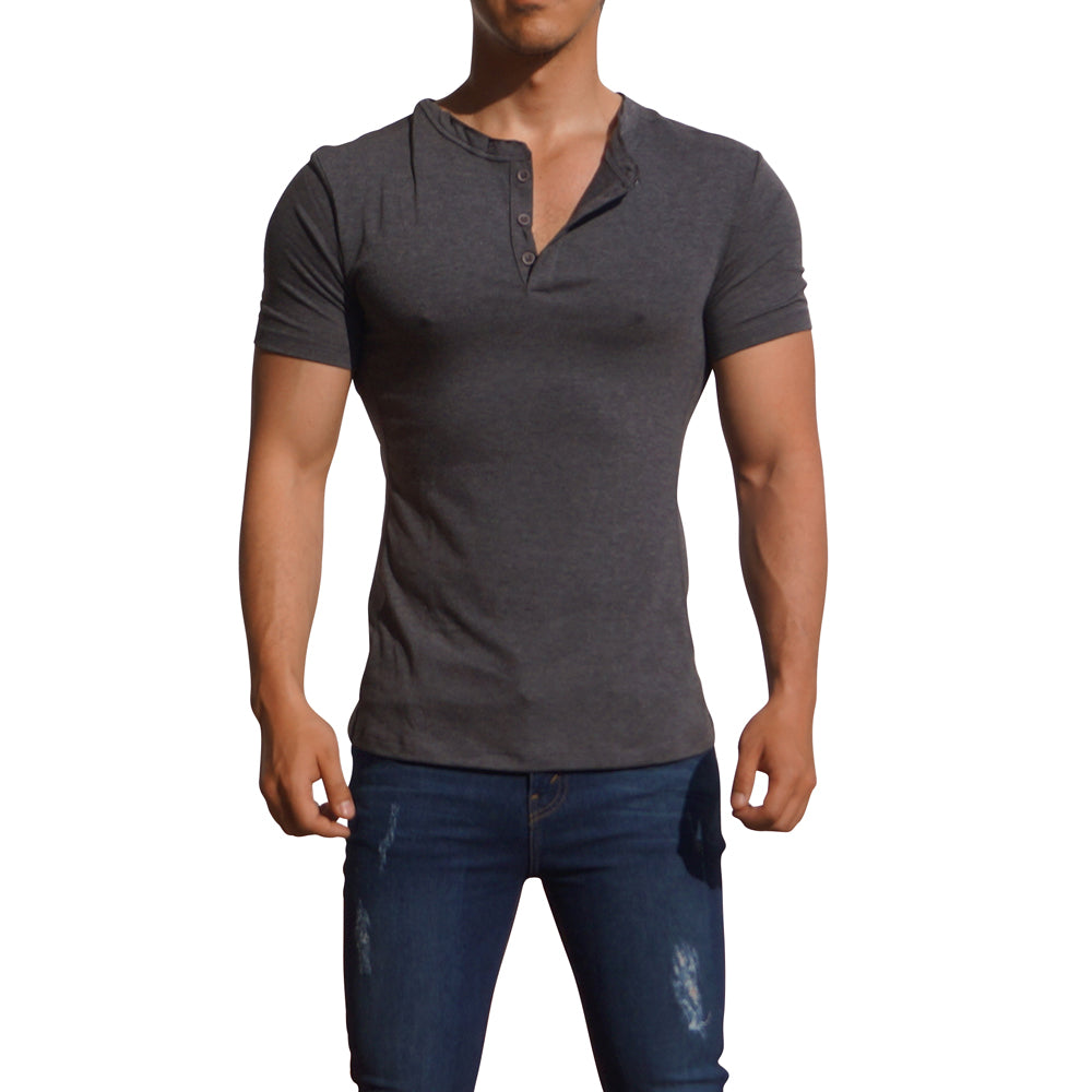 Oxford Gray Short Sleeve Henley T-Shirt