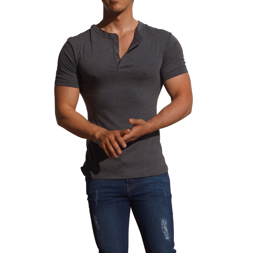 Oxford Gray Short Sleeve Henley T-Shirt