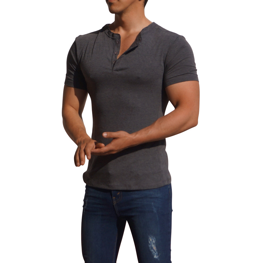 Oxford Gray Short Sleeve Henley T-Shirt