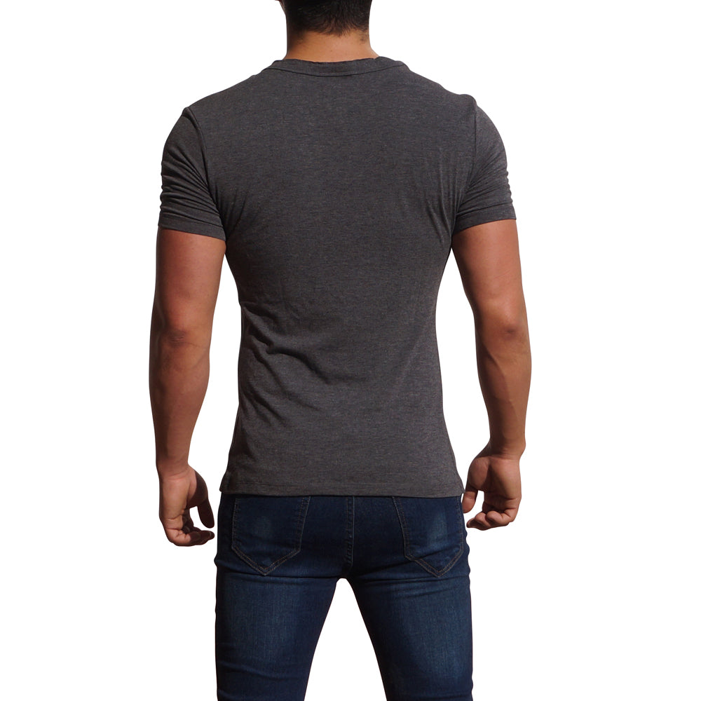 Oxford Gray Short Sleeve Henley T-Shirt