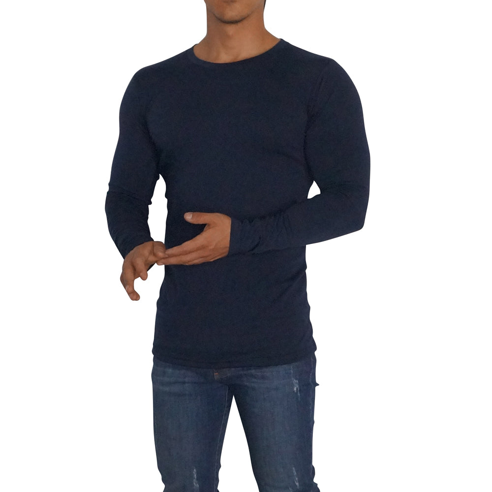 Playera Manga Larga Cuello Redondo Marino