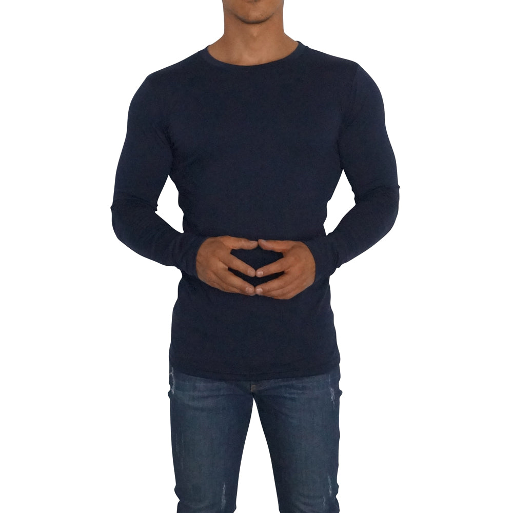 Playera Manga Larga Cuello Redondo Marino