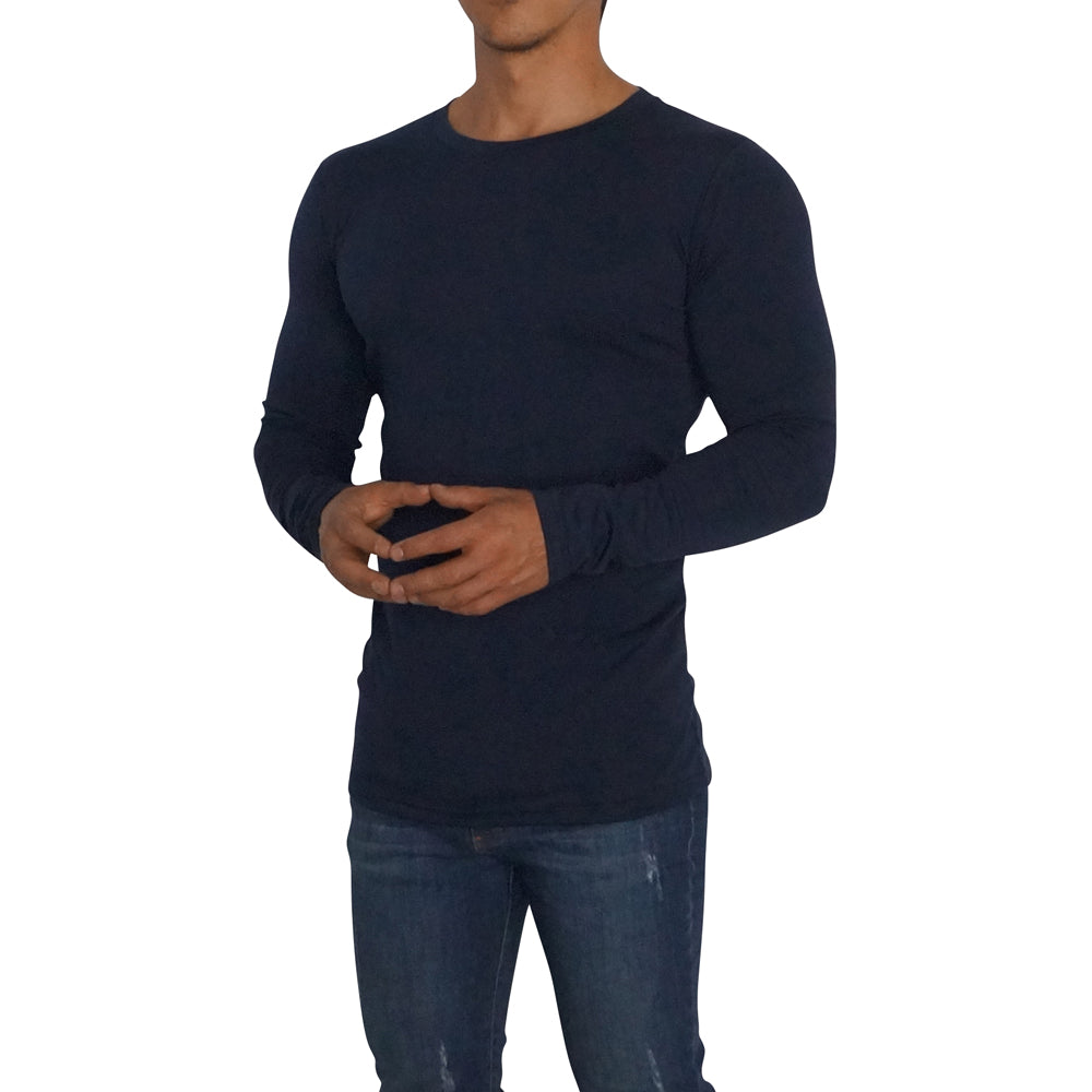 Playera Manga Larga Cuello Redondo Marino