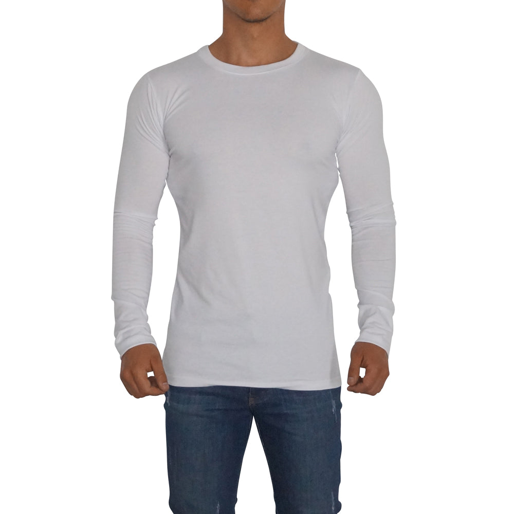 Playera Manga Larga Cuello Redondo Blanco