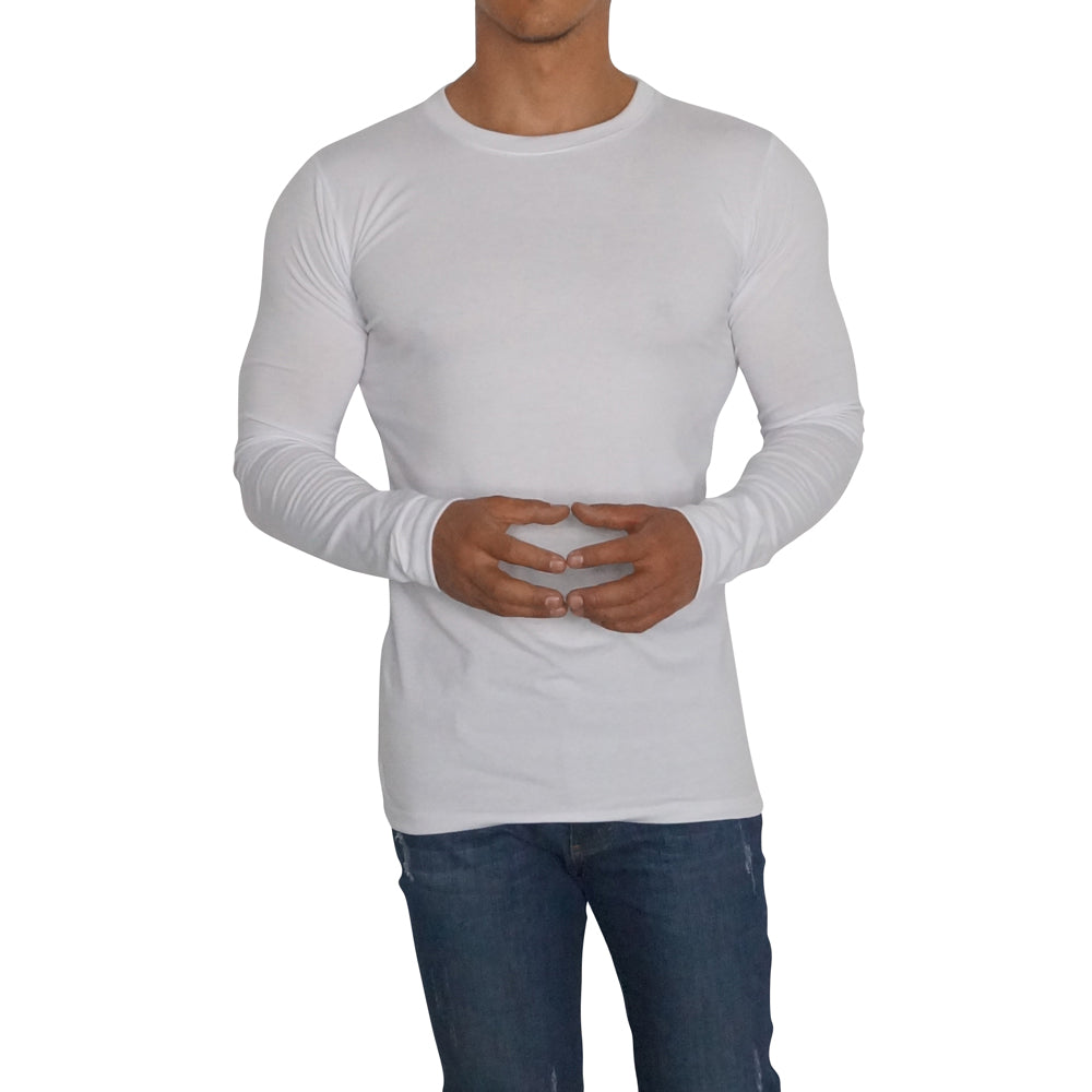 Playera Manga Larga Cuello Redondo Blanco