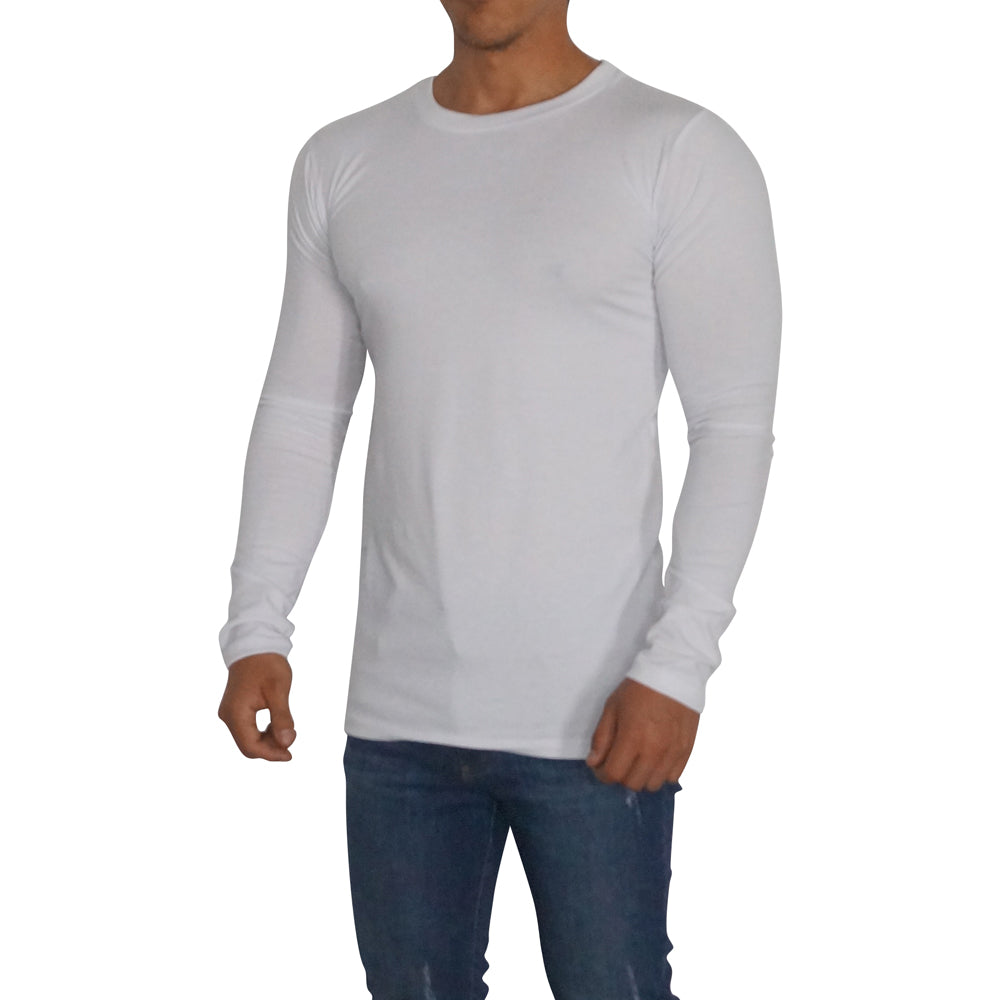 Playera Manga Larga Cuello Redondo Blanco