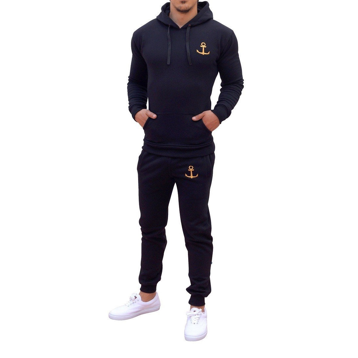 Pants Sweatshirt And Black Pants Big Logo Gold