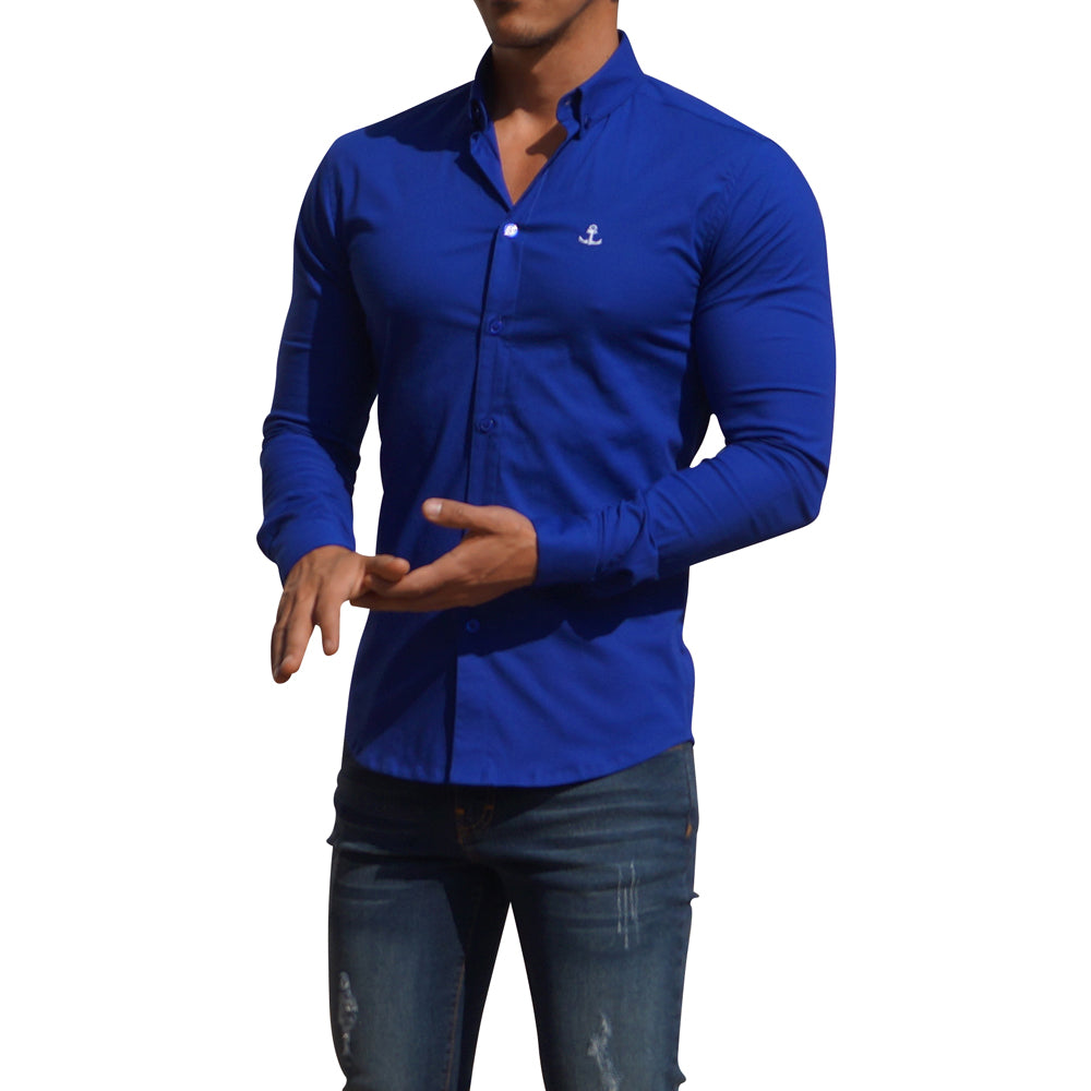 Camisa Azul Rey Manga Larga Rey