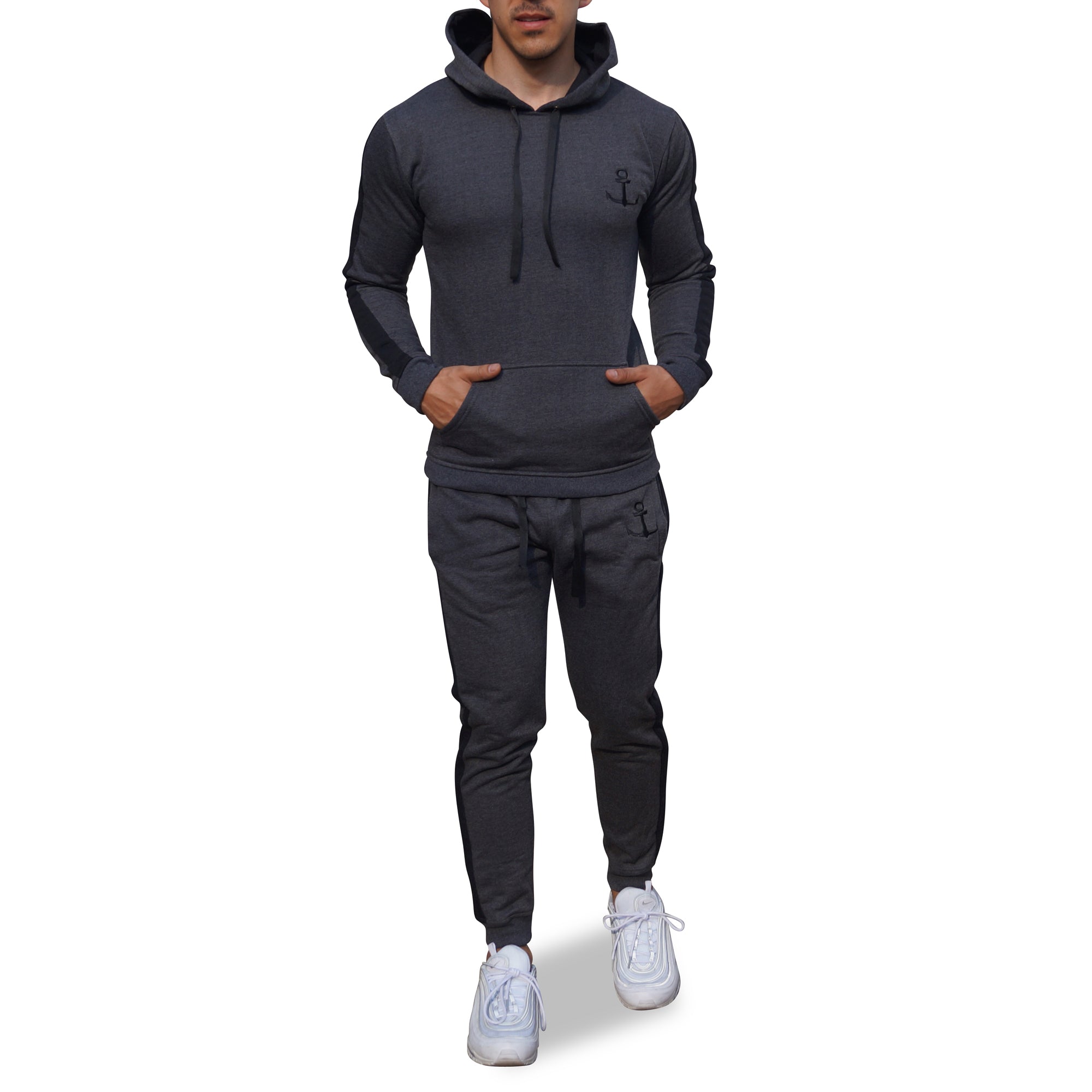 Pants Sweatshirt and Gray Oxford Pants with Black Stripe