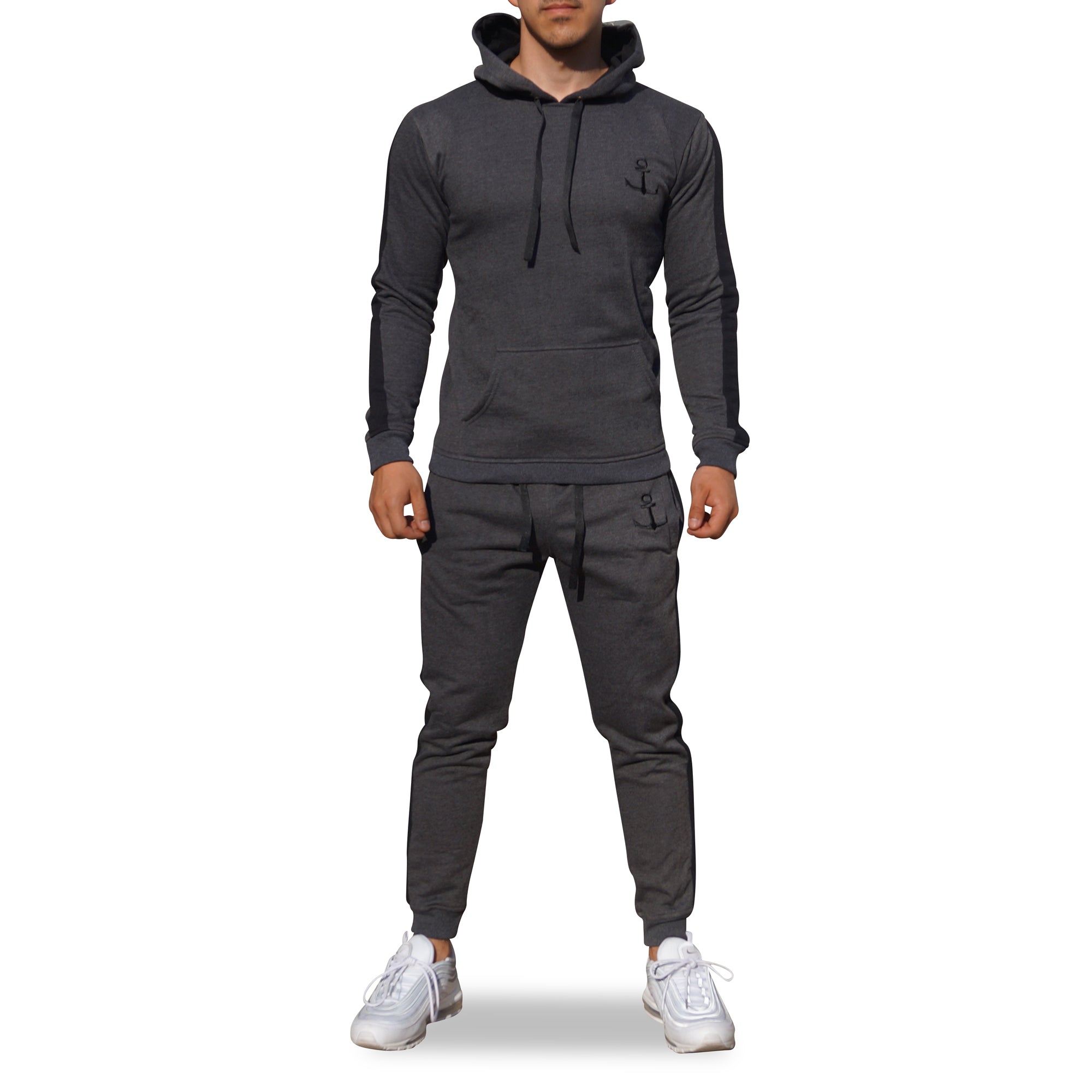 Pants Sweatshirt and Gray Oxford Pants with Black Stripe