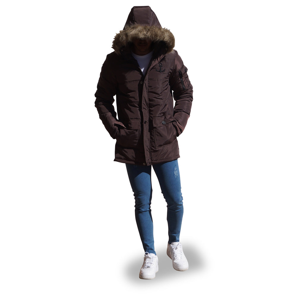 Puffed Parka Jacket Brown