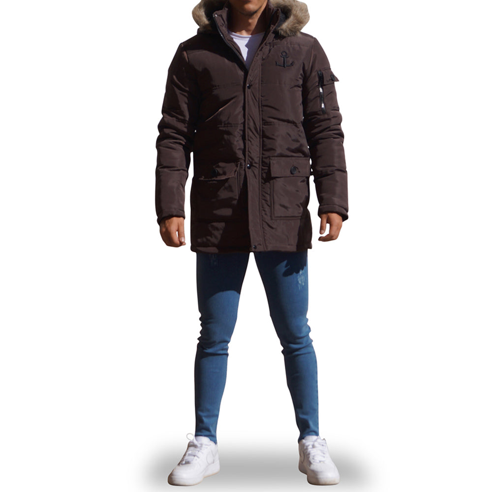 Puffed Parka Jacket Brown