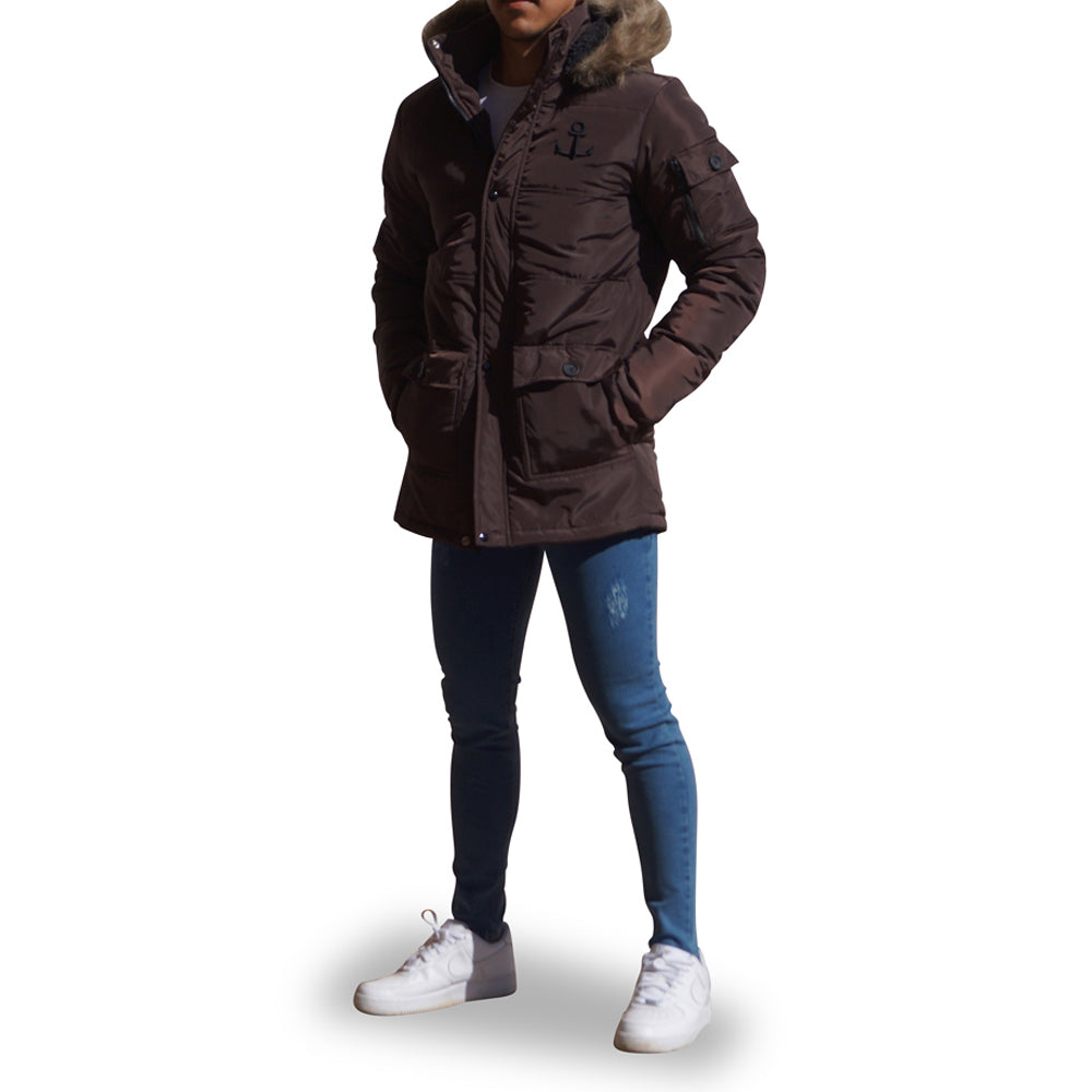 Puffed Parka Jacket Brown