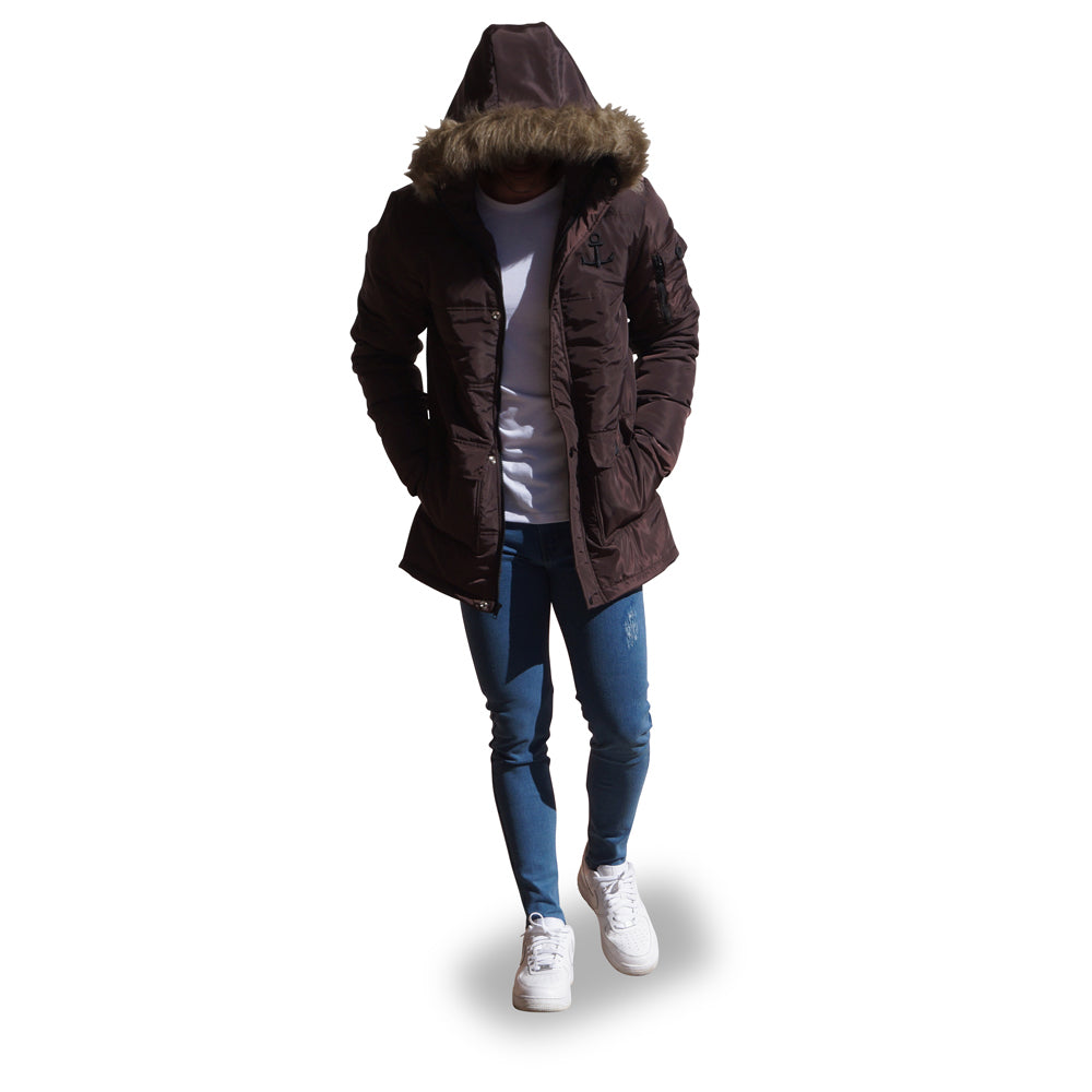 Puffed Parka Jacket Brown